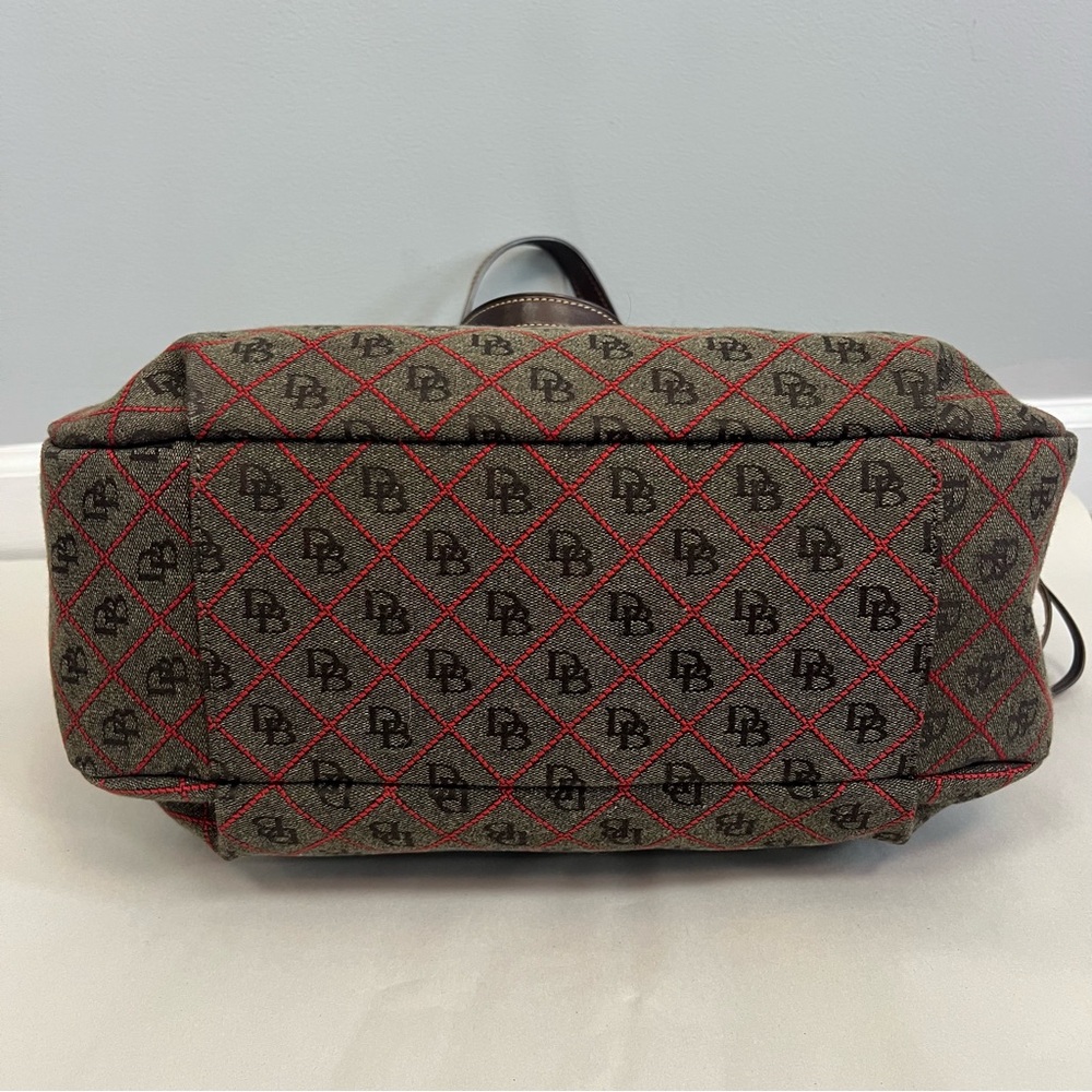 Dooney & Bourke Nina Large Shoulder Bag Brown Jacquard Leather Trim - Picture 7 of 13